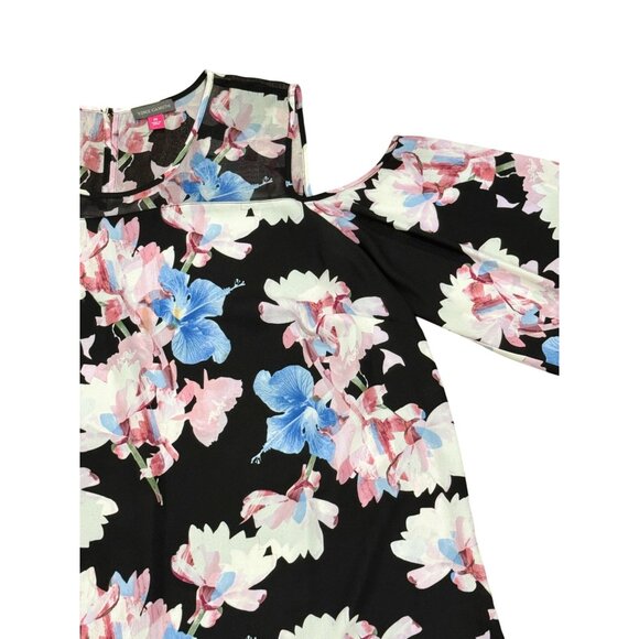NEW Vince Camuto Shirt Sz Plus 2X Women Black Floral Cold Shoulder Blouse Top - Picture 4 of 8